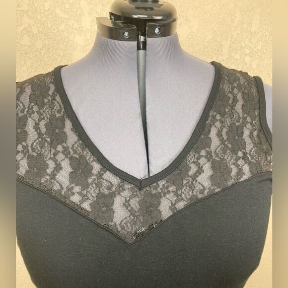 Ashley Stewart body con black lace panels  Bodycon curve hugging LBD stretchy - Picture 2 of 8